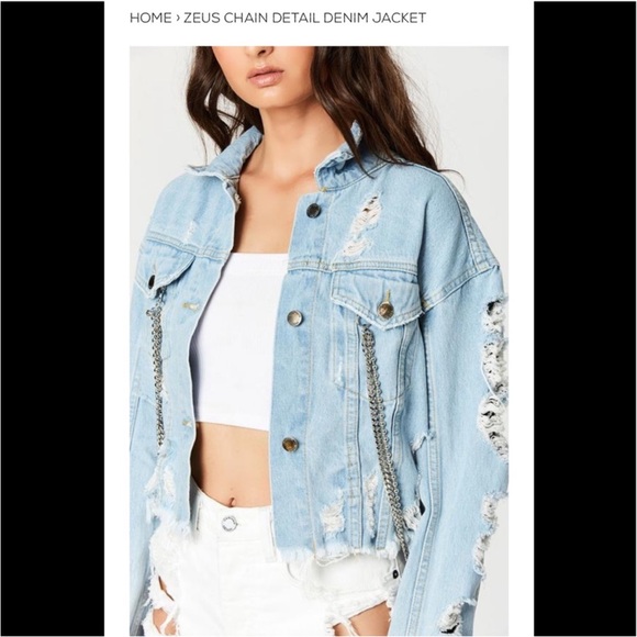 Carmar Zeus Chain Detail Backless Distressed Denim Jacket - LF - Picture 2 of 9